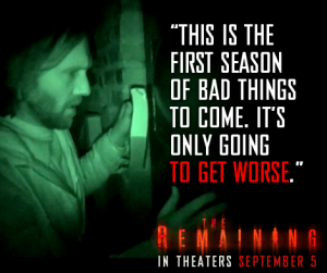 'The Remaining', filmed in Wilmington, North Carolina, opens on Sept. 5.